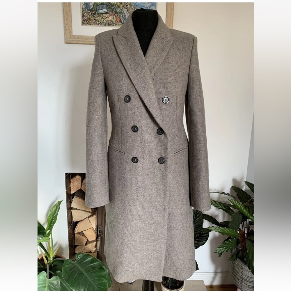 🌺ZARA MANTECO LIGHT GREY WOOL BLEND COAT Size S - Long Jacket Double Breasted🌺